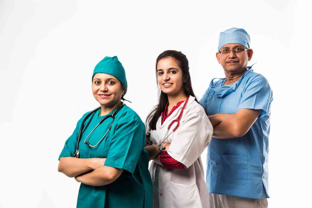 a group of people in scrubs and scrubs